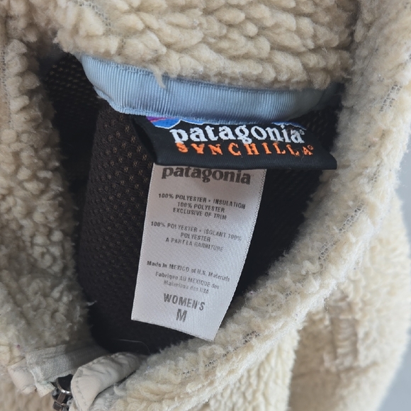 Patagonia Cream Teddy Jacket Full-Zip Stand-Up Collar - Picture 14 of 14